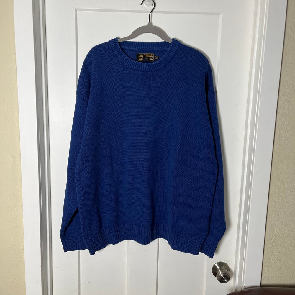 Eddie Bauer 100% Cotton Chunky Heavy Royal Blue Sweater XL Tall